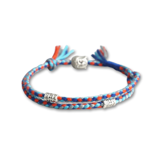 Bracelet bouddhiste tressé – bleu