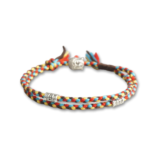 Bracelet bouddhiste tressé – multicolore