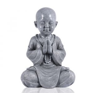 Statuette Bouddha Porte-Bonheur - Noir Et Gris - Neuf Avec Étiquettes (Modèle N8)