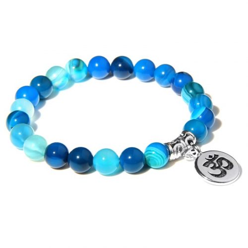 Bracelet bouddhiste Om̐ – perles d’agate