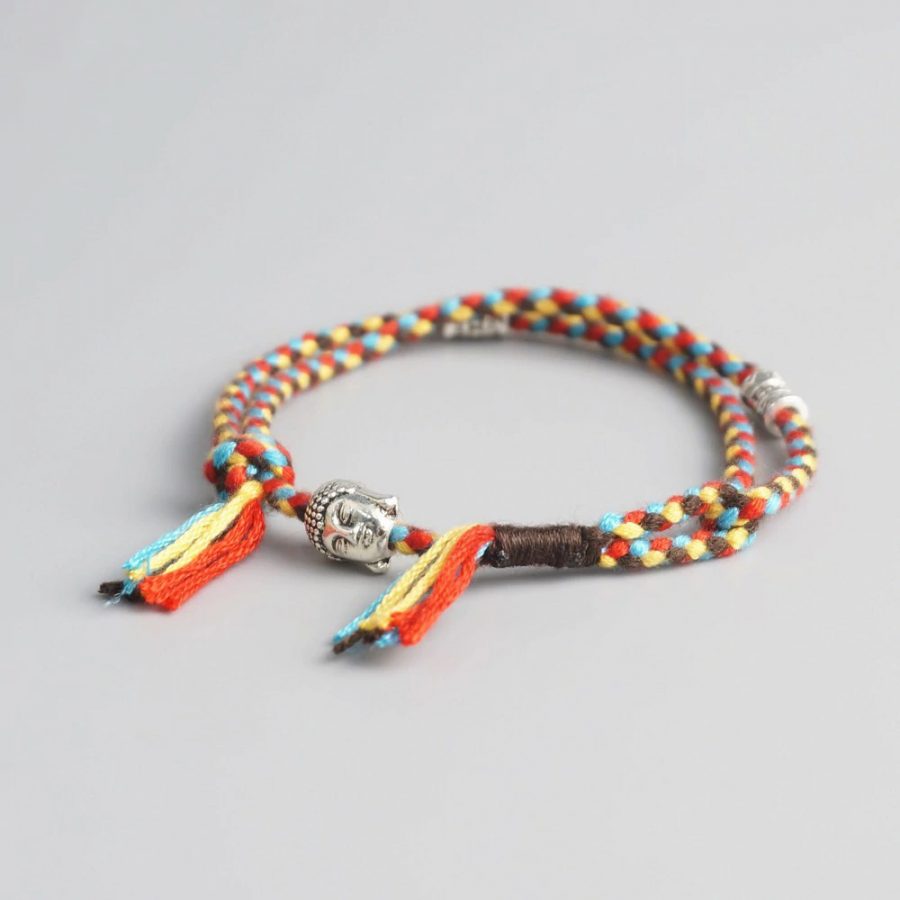 Bracelet bouddhiste tressé – multicolore