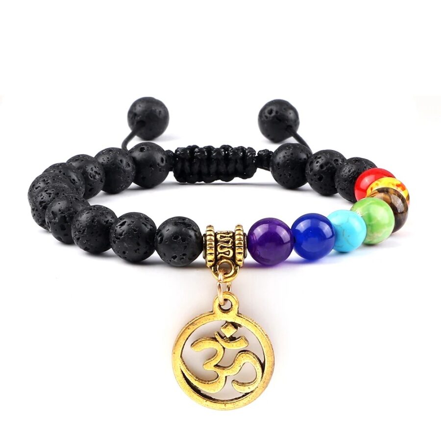 Bracelet Bouddhiste Pierre de Lave 7 Chakras