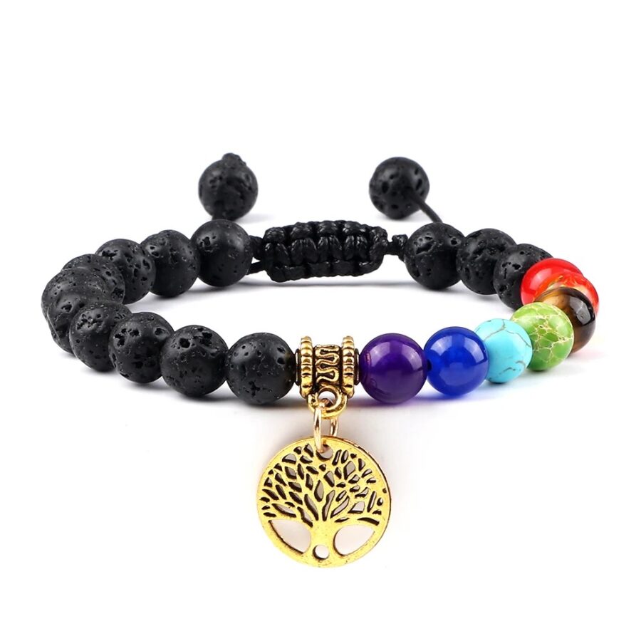 Bracelet Bouddhiste Pierre de Lave 7 Chakras