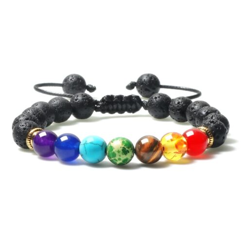 Bracelet Bouddhiste Pierre de Lave 7 Chakras