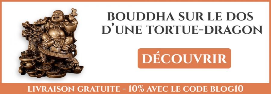 Porte Bonheur Statuette Bouddha Rieur Sur Dragon Tortue – Résine Dorée 12 Cm, Décoration Feng Shui, Porte-bonheur Asiatique