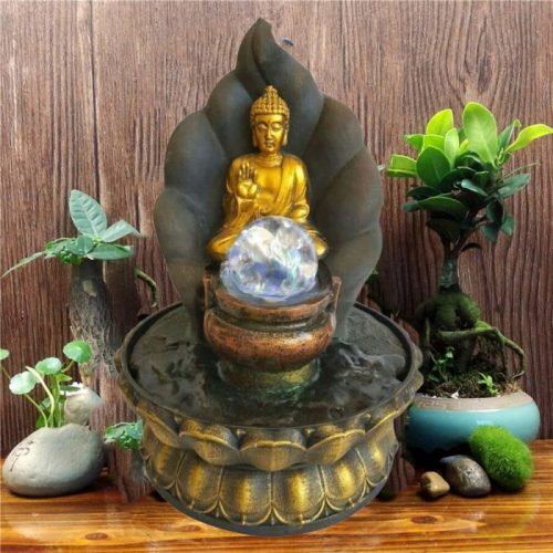 Fontaine lumineuse d’intérieur Bouddha avec boule