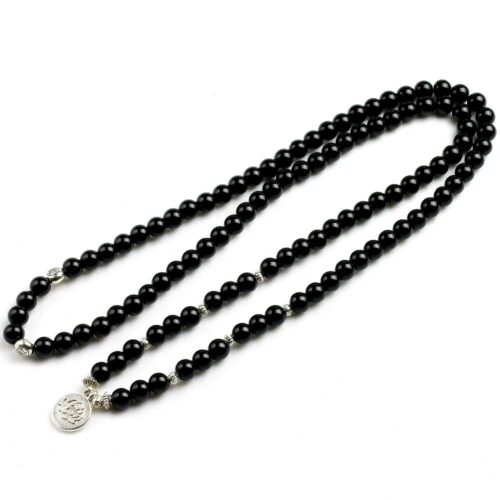 Bracelet Bouddhiste Mala 108 Perles en Obsidienne