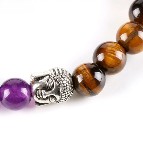 Bracelet Bouddhiste Oeil de Tigre “Les 7 Chakras”