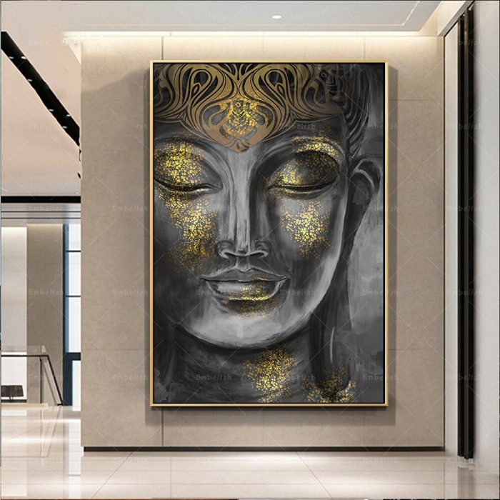 Tableau Bouddha noir et or