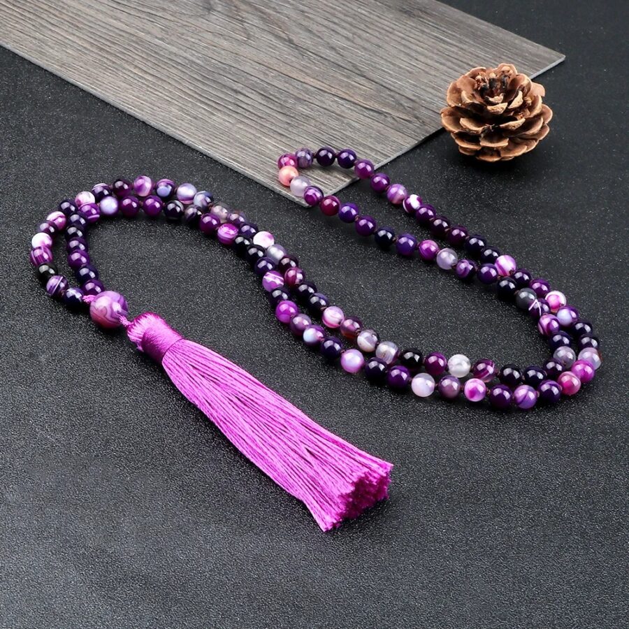 Collier Mala Bouddhiste “Prière” en Pierre Naturelle