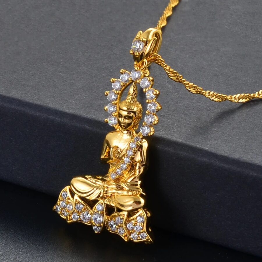 COLLIER PENDENTIF BOUDDHA OR