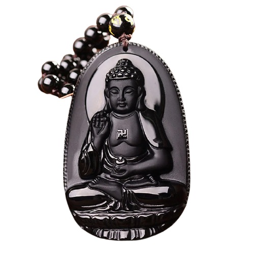 Pendentif Bouddha obsidienne