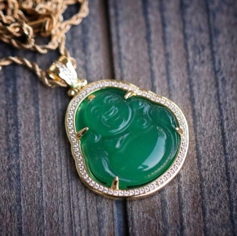 Pendentif Bouddha jade et or