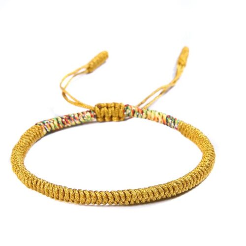 Bracelet Bouddhiste Tibétain Tressé Doré